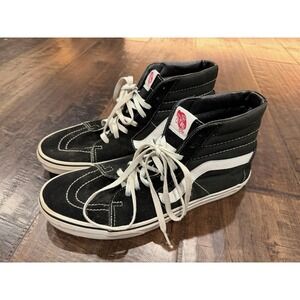 Vans SK8 Hi Sneakers Shoes Black White Men 12 High Top Lace Up 507698 Suede